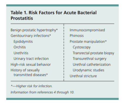acute prostatitis cdc